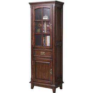 简约美式全实木酒柜单门玻璃门餐边柜现代家用电视边柜靠墙储物柜