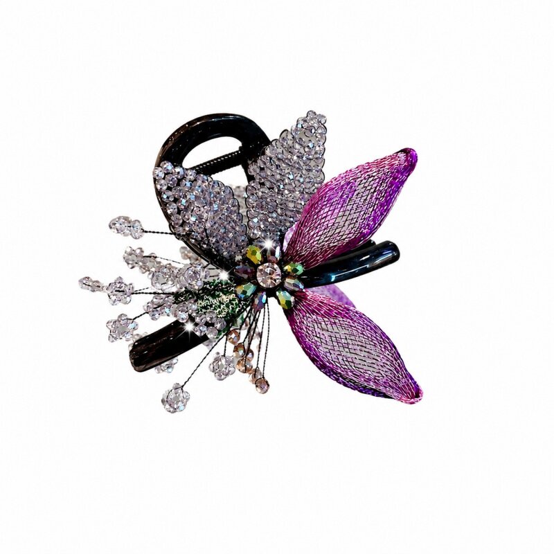 仙美重工水晶花朵中号抓夹发抓