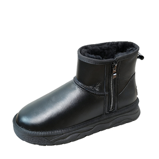 拉链雪地靴男皮毛一体冬季加厚保暖防水防滑真皮大码男款羊毛棉鞋