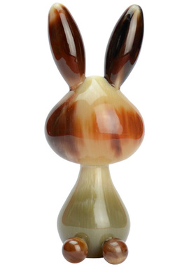 天然黄牛角美鼻器点穴按摩水滴头点穴按摩器不伤皮肤兔子创意摆件