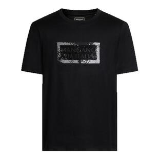 【长绒棉/亮片】Mangano曼加龙 黑色字母圆领T恤男士夏季休闲短袖