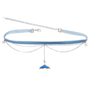 Pink Unicorn海豚鱼尾吊坠项圈夏季海洋风项链choker锁骨链女森系