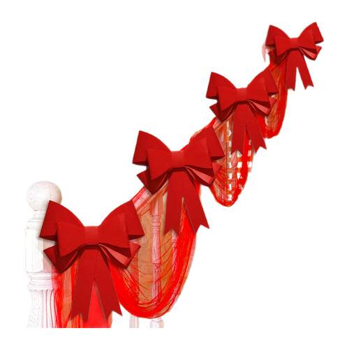 楼梯结婚装饰扶手婚房布置婚礼栏杆拉花彩带纱幔简单婚庆用品大全