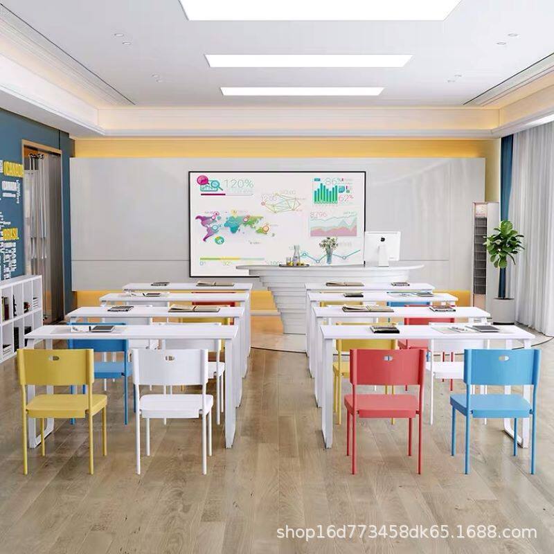 批发双层收纳长条桌椅简易双人培训简约会议桌子拼接组合办公桌可