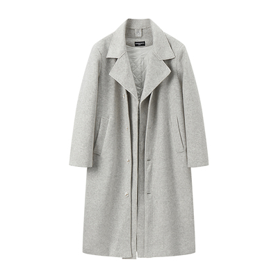 可拆卸领子牛奶灰加厚大衣