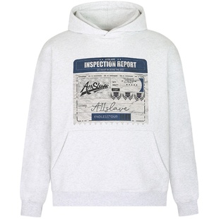 A11SLAVE美式图案印花加绒重磅连帽卫衣男女美式高街情侣上衣帽衫