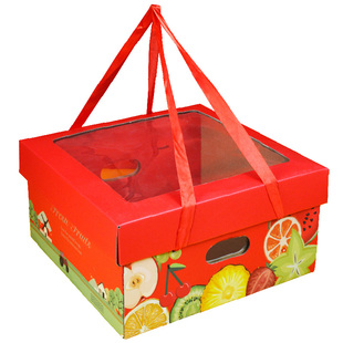 水果礼盒包装盒透明盖 高档精致通用大8斤手提红色纸箱空盒礼品盒