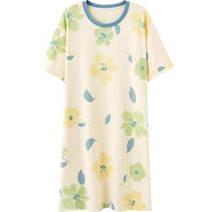 三枪纯棉可爱卡通印花睡裙女春夏宽松透气家居裙睡衣裙居家服外穿
