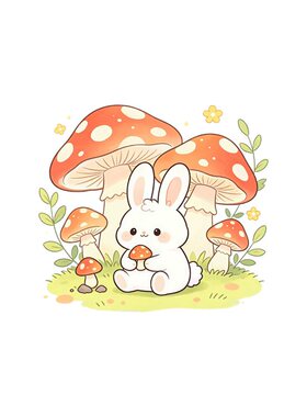丛林蘑菇小兔自贴纸画墙面补洞遮丑瓷砖裂痕防水带背胶装饰贴画