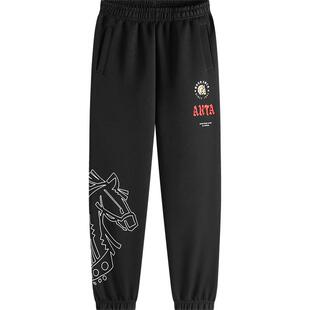 【马年红色】安踏儿童装男大童运动裤子2026新款拜年衣服