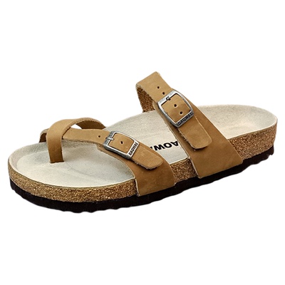 岛外DAOWAI休闲复古文艺风软木拖夹脚人字凉拖外穿女经典勃肯鞋