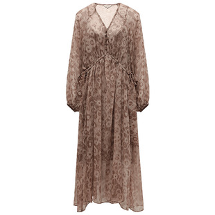 COCOBELLA古法炒色褶皱连衣裙雪纺抽绳度假裙附吊带裙FR7065