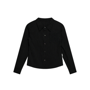 FUNKYFUN 2025AW 黑白细格纹修身小版型长袖衬衫