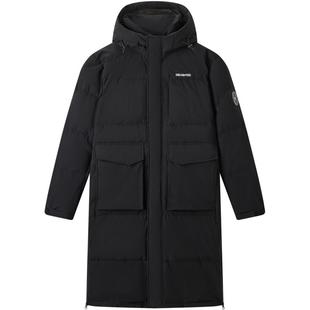 gxgjeans男装冬季防水黑色加厚过膝保暖长款连帽羽绒服男