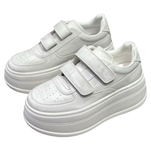 欧洲站IDO春款2026新款女鞋魔术贴做旧厚底松糕鞋女超轻小白鞋女