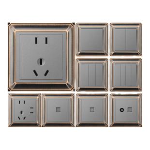 86型复古开关插座面板锌合金仿古铜家用16安三孔插座北欧式别墅