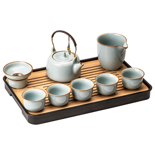 官窑功夫茶具套装2025新款家用轻奢高档盖碗茶杯办公开片可养泡茶