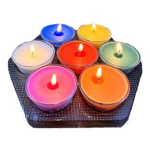 普陀山供佛七色灯8小时玻璃茶杯杯七彩酥油灯无烟燃烧干净家用