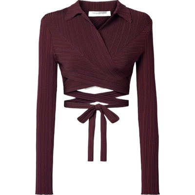 Philosophy 春夏女罗纹针织围裹式短款上衣