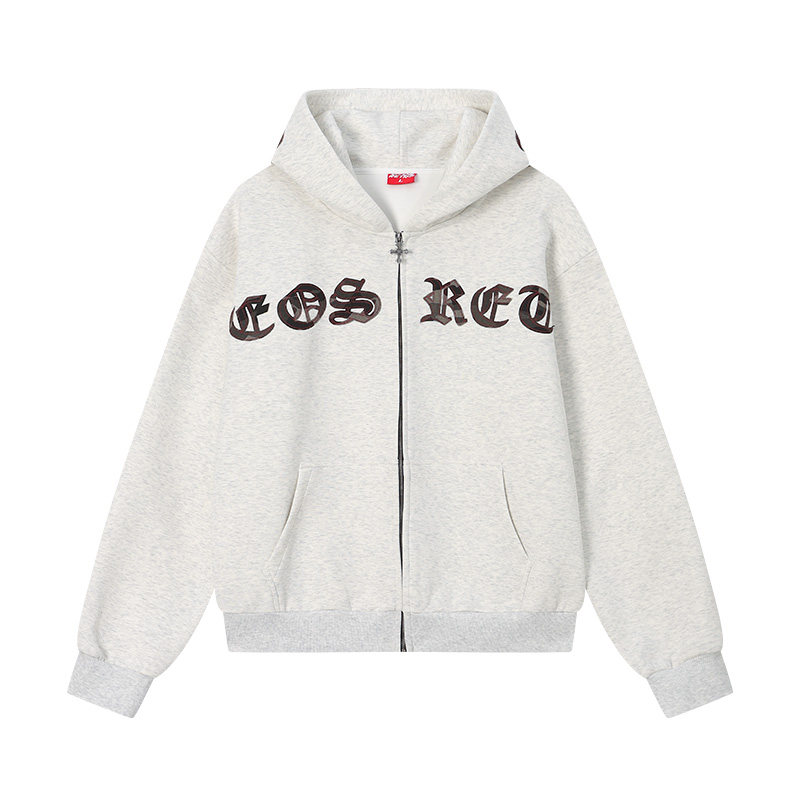 CoosRetro 美式复古空气层连帽卫衣开衫男生秋季宽松迷彩印花外套
