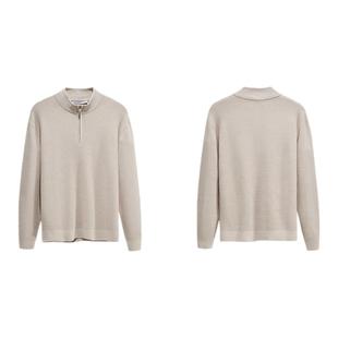 [含羊毛可机洗]九牧王男士针织衫25秋冬新款半拉链半高领丝光毛衣