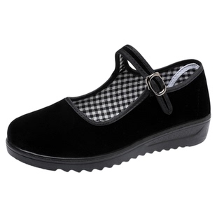 老北京布鞋女单鞋新款软底防滑牛筋底工作鞋黑色酒店鞋跳舞妈妈鞋