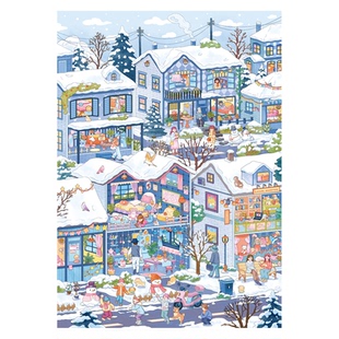俊贝16.0小镇街景系列造景贴纸写实风高难度微缩场景收纳3D立体小屋贴画手帐手工儿童玩具女孩元旦新年礼物