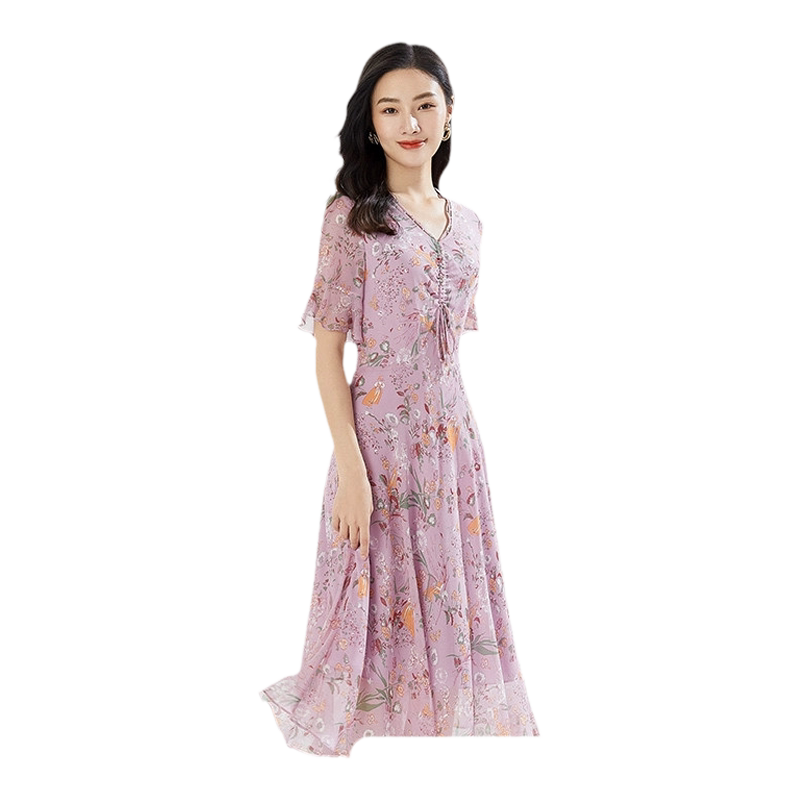 乔万尼真丝连衣裙好看流行夏季高档年轻款桑蚕丝商场同款EI2E843