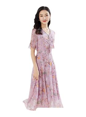 乔万尼真丝连衣裙好看流行夏季年轻款桑蚕丝商场同款EI2E843