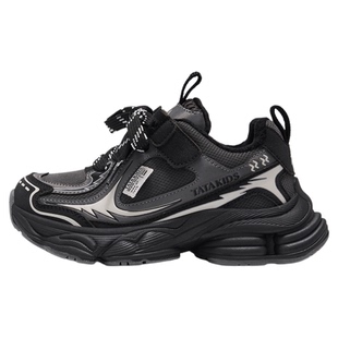 TATA童鞋儿童加绒二棉鞋2025冬季新款男女童保暖老爹鞋黑色运动鞋