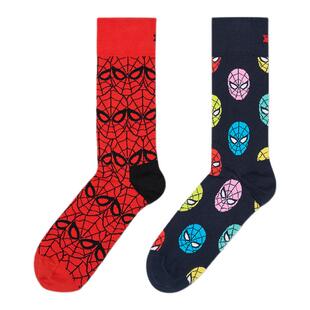 【春夏款】Happy Socks X 漫威联名个性潮牌袜子红色创意中筒袜