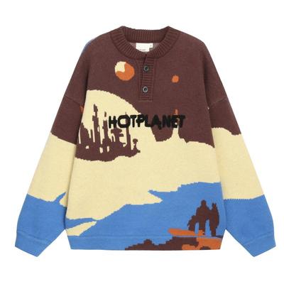 hotplanet秋冬美式复古潮牌毛衣