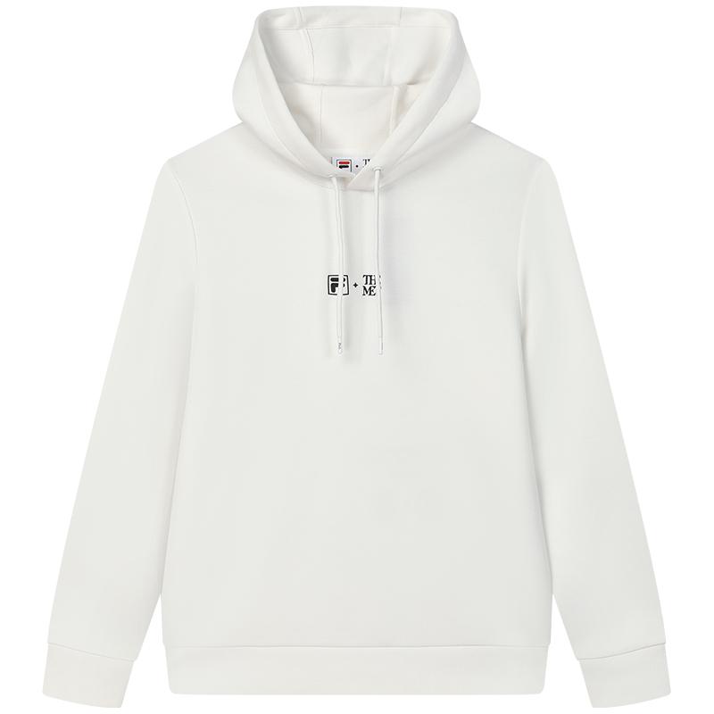 FILA x THE MET斐乐男针织莫奈连帽卫衣2023冬简约印花长袖上衣