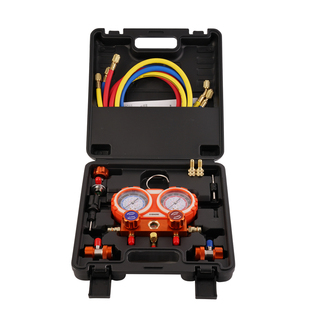 汽车空调加氟表妍沐EM-01硅油冷媒雪种压力表R134a空调双表阀工具