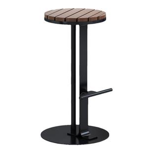 不锈钢户外吧台椅塑木家用阳台桌椅户外庭院高脚凳露天酒吧椅圆凳