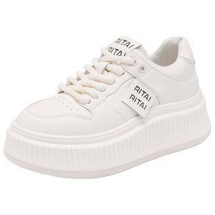 日泰女鞋显瘦增高6.5CM时尚厚底板鞋女2025年夏季新款休闲小白鞋