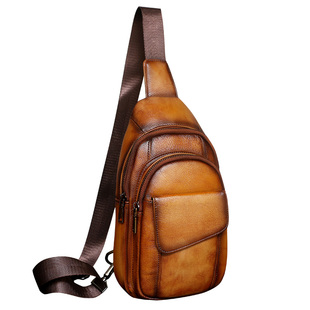 男士胸包真皮单肩包斜挎包男头层牛皮腰包手机包皮包孤品清仓处理