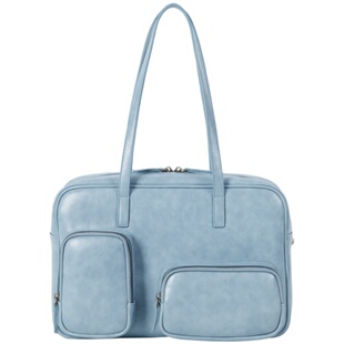 DirtySix /原创 皮耶吐司包 2色 大容量多口袋 牛皮学院方包