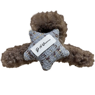 韩国高端五角星毛绒抓夹女秋冬发饰后脑勺盘发夹子大号鲨鱼夹发抓