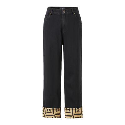 imm尹默气质花型翻边牛仔裤