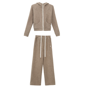 gugumini童装2025秋冬女童学生新款超亲肤保暖羊毛绒加厚运动套装