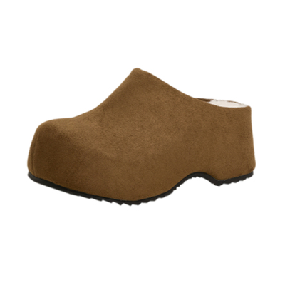 厚底冬季加绒勃肯包头半拖鞋百搭