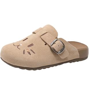 明星同款百丽儿童鞋半岛吐司夏新款勃肯半包可外穿穆勒鞋84026B75