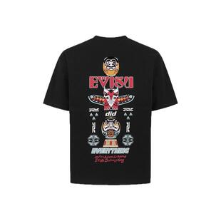 EVISU福神  男士潮流休闲超宽松图腾柱印花标语T恤