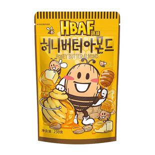 韩国芭蜂HBAF坚果进口零食原汤姆农场蜂蜜黄油扁桃仁250g杏仁味