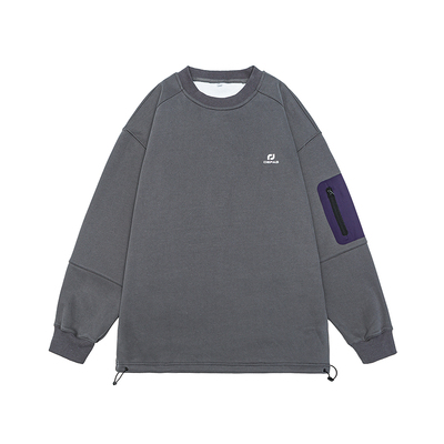 GOGOSOON圆领无帽加绒卫衣男2025新款秋冬撞色抽绳青少年高级感厚