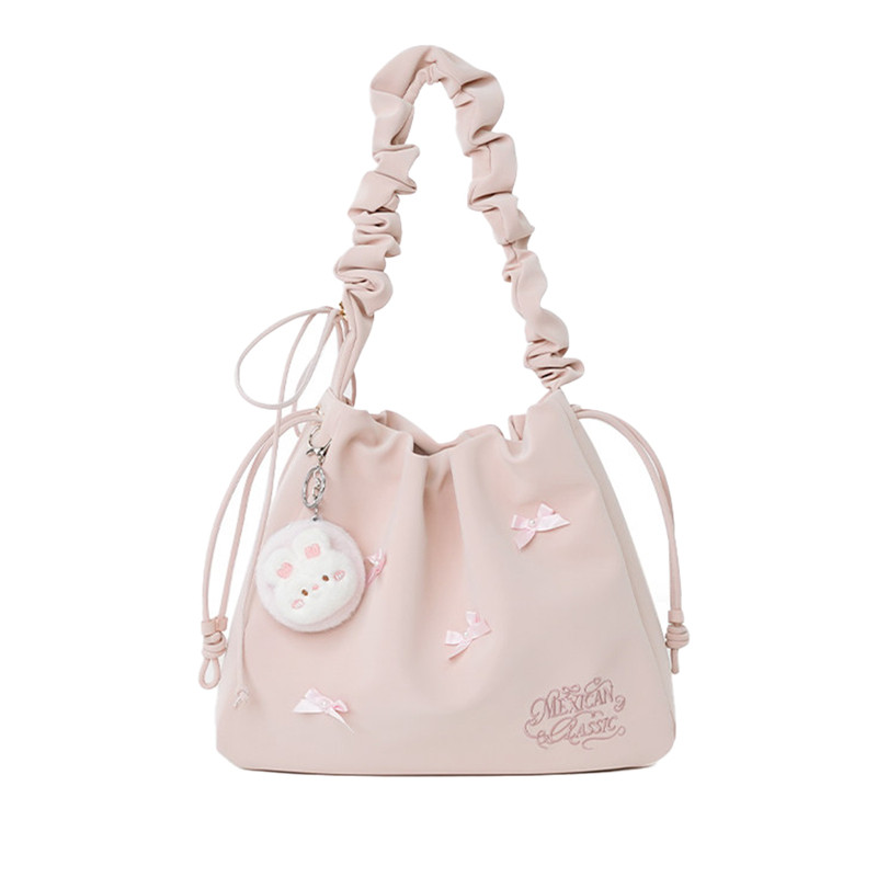 稻草人包包女包2026新款蝴蝶结皱褶云朵包大容量单肩包斜挎包正品