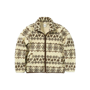 UNRETRO复古西部图腾提花摇粒绒羊羔毛夹克外套女秋季