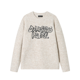 Dangerouspeople薛之谦dsp宽松百搭圈圈纱时尚潮圆领毛衣针织衫