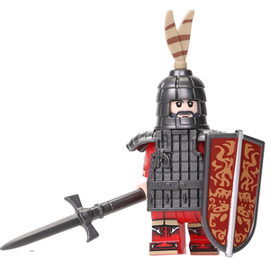 第三方中国潮古代风楚军汉军铠甲士兵军事积木小人仔拼装玩具模型